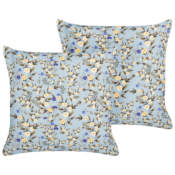 Gartenkissen 2er Set VALLORIA 45 x 45 cm Blau Blumenmuster