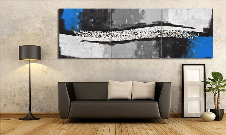 Das Leinwandbild -Light Wave- 240x80x2 cm handgemaltes Unikat