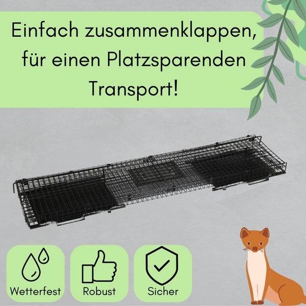 Waschbärfalle Doppeltür Lebendfalle Marder Fuchsfalle Eichhörnchenfalle Drahtfalle Tierfalle Hasenfalle Wetterfest 100
