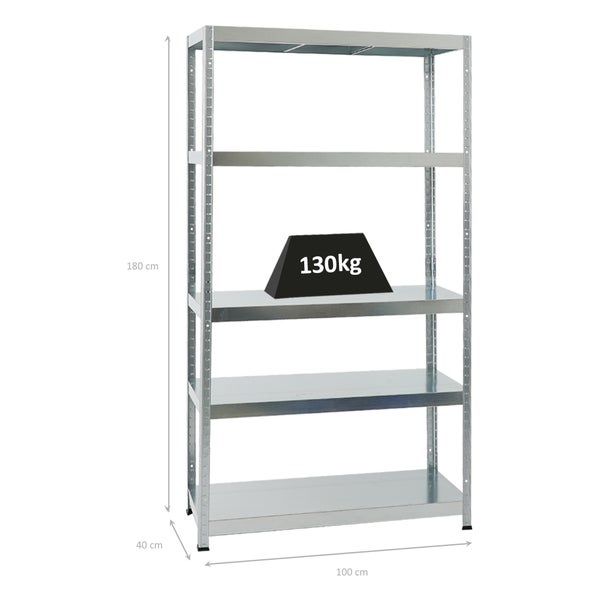 PROREGAL Schwerlastregal Steel Eagle HxBxT 180 x 100 x 40 cm Fachlast 130 kg Verzinkt