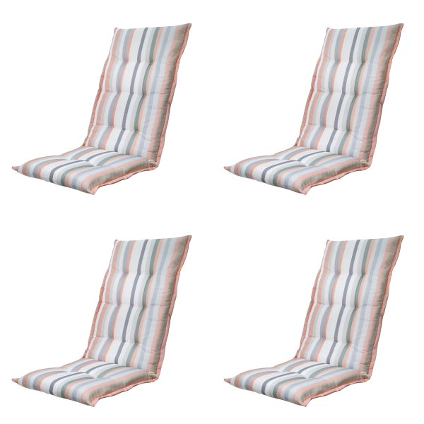 Hochlehnerauflage Righe salmone - Ca. 123x50 cm - 4er-Set