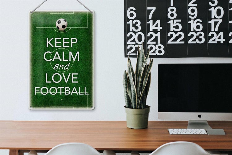 Blechschild Spruch 20x30cm Keep Calm and love Football