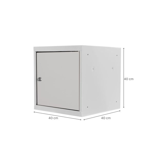 PROREGAL Mega Deal | 10x Schließfachwürfel Blocky mit Zylinderschloss + 2 Schlüssel | HxBxT 40x40x40cm | Lichtgrau | Tresor, Schließfach
