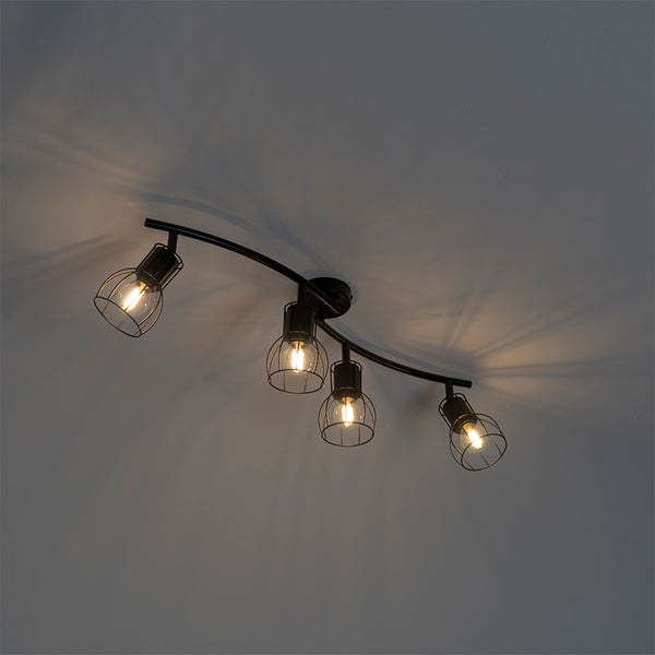 Deckenleuchte mit vier Strahlern und Käfigdesign