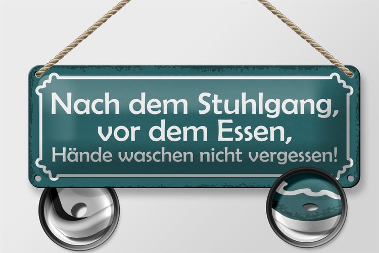 Blechschild Spruch 27x10cm Hände waschen nicht vergessen Dekoration