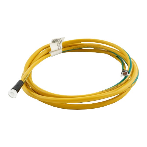 Gelb-grünes Erdungskabel mit Ringkabelschuh.