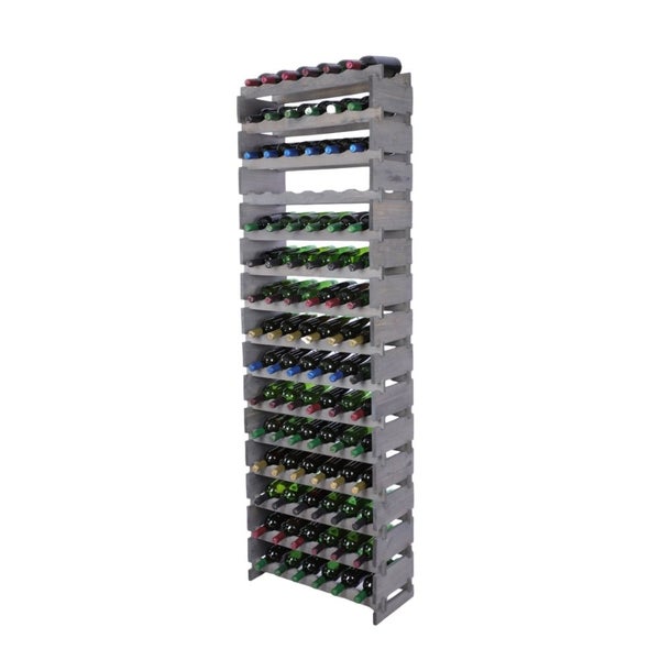 Weinregal VINOTECA FLEX PRO HxBxT 205x65x28cm 90 Flaschen auf 15 Ebenen Massives Kiefernholz Grau