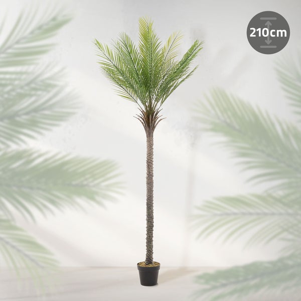 ML-Design Künstliche Palme 210 cm, Künstliche Pflanzen groß, Tropische Kunstpalme, Kunstpflanze, Fake Plant Deko, Plastik Pflanze im Topf für Indoor/Outdoor, Kunstbaum wie echt für Wohnzimmer Büro