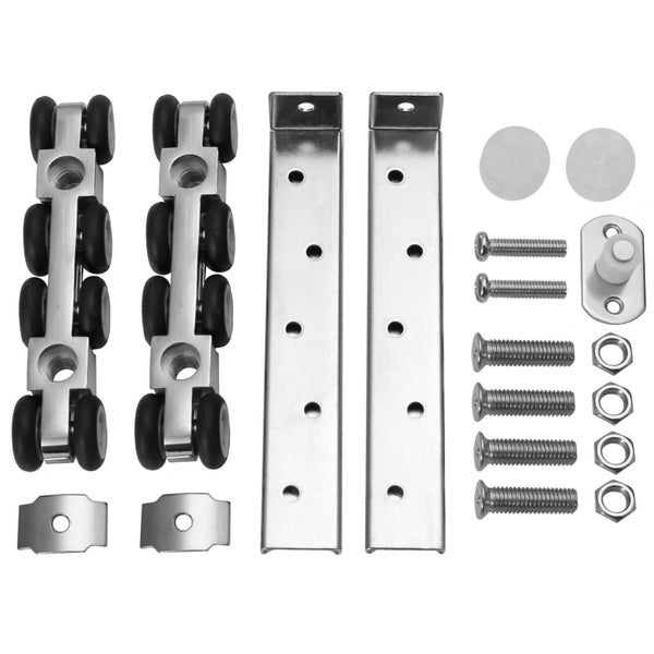 Schiebetürbeschlag Set mit Rollen, Führungsschienen, Schrauben und Montagematerial zur Montage von Schiebetüren.