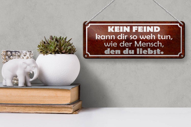 Blechschild Spruch 27x10cm kein Feind kann dir so weh tun Dekoration