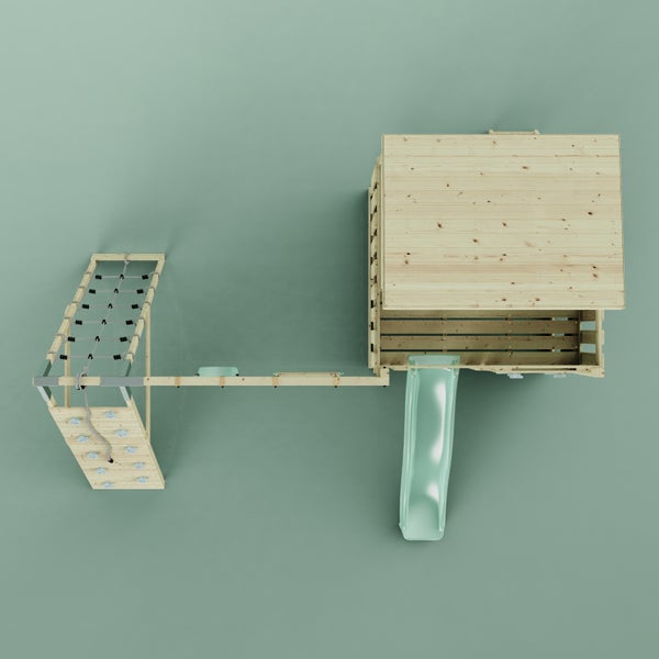 OutdoorToys Spielturm Aksel aus Holz in Grün Trapezstange