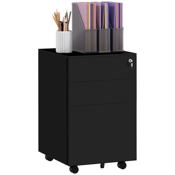 Vinsetto Rollcontainer, 37 x 43,5 x 60 cm, Stahl, Schwarz