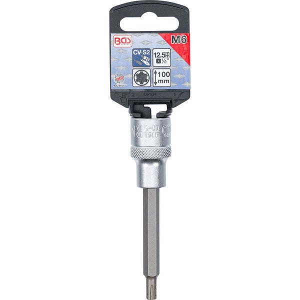 BGS Bit-Einsatz Länge 100 mm Antrieb Innenvierkant 12,5 mm (1/2) Keil-Profil (für RIBE) M6 - 4161