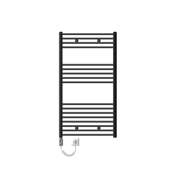ECD Germany Badheizkörper Elektrisch 750 x 1200 mm Anthrazit gerade mit Seitenanschluss inkl. Heizstab 1200W Chrom Große Leistung, Heizkörper Heizung Handtuchwärmer Handtuchtrockner Handtuchheizkörper