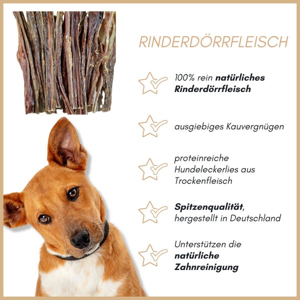 Rinderdörrfleisch mit Hund für natürliche Zahnpflege