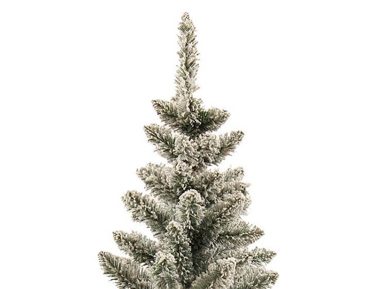 Künstlicher Weihnachtsbaum mit künstlichem Schnee beschneit