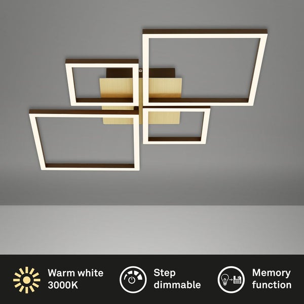 Briloner Leuchten FRAME - Wand-& Deckenleuchte - 3128017 - Stufenweise dimmbar - 3000K warmweiß - Memoryfunktion - Schwenkbar - 75 x 47 x 7,3 cm