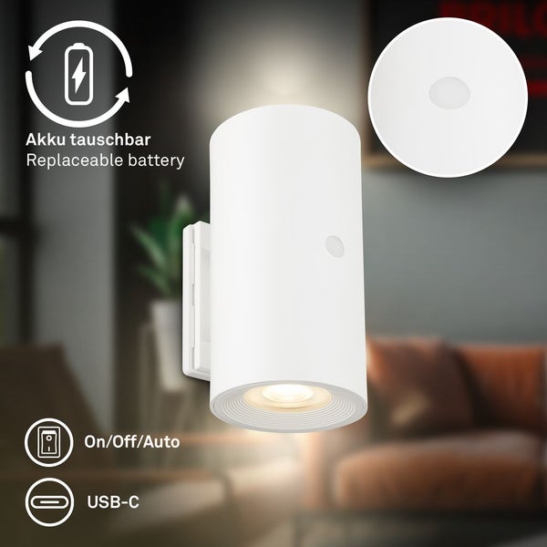 LED Wandleuchte Wandlampe ohne Stromanschluss Bewegungsmelder Akku ohne Bohren