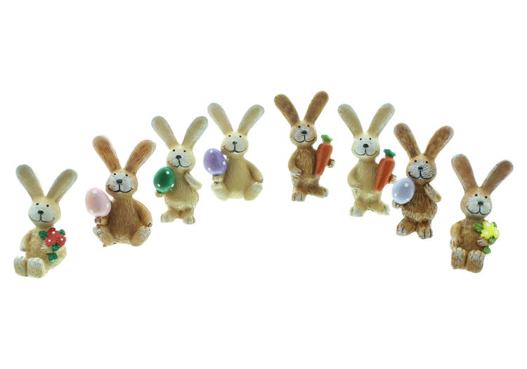 FRANK FLECHTWAREN | Figur Hasenbande, klein, 8er Set, POLYRESIN, H: 4-5 cm