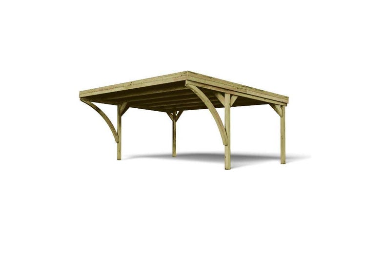 Alpholz Doppelcarport Victor Carport aus Holz in natur, Unterstand FSC zertifiziert, Überdachung mit Montagematerial imprägniert