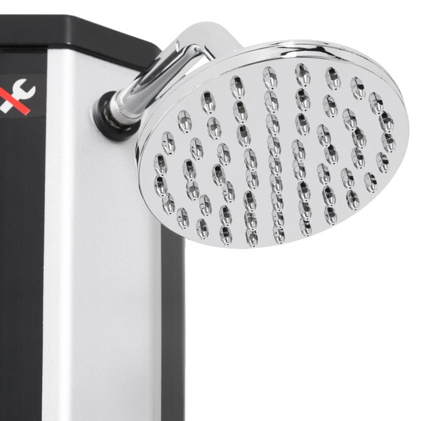 ML-Design Solardusche 35L 217cm eckig mit Fußdusche und Regenduschkopf, Silber-Schwarz, warmes Wasser bis 60°C ohne Strom, mit Gartenschlauch-Anschluss, Gartendusche Außendusche Pooldusche Regendusche