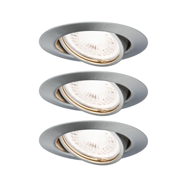 LED Einbauleuchte 3-Step-Dim Base Basisset schwenkbar rund 90mm 20° GU10 3x5W 3x350lm 230V dimmbar 3000K Eisen gebürstet