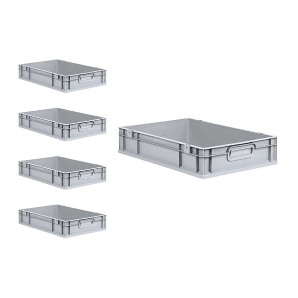PROREGAL Spar Set 5x Eurobox Nextgen Economy Mit Scharnierdeckel & Gelben Schiebeschnappverschlüsse Griffe Geschlossen HxBxT 12 x 40 x 60 cm 23 Liter