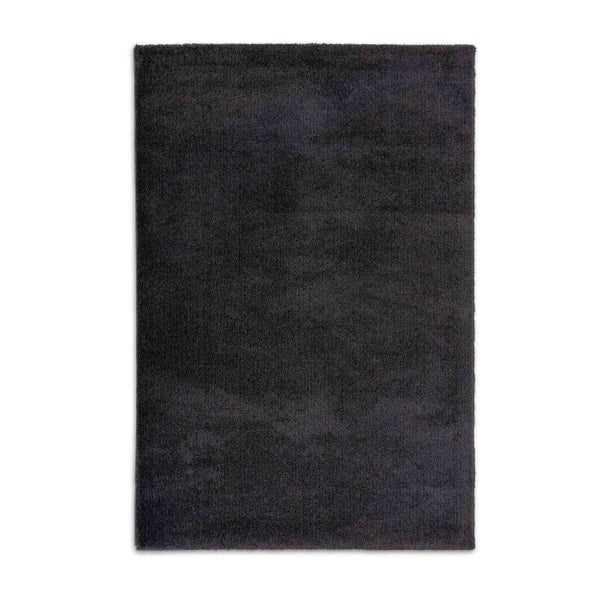 Hochflor-Teppich, rechteckig, schwarz.