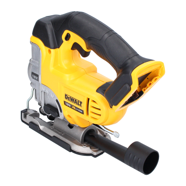 DeWalt 18 Volt Akku-Stichsäge mit ergonomischem Griff und Staubabsauganschluss, ohne Akku.