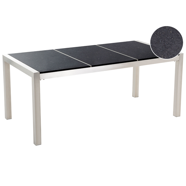 Gartentisch GROSSETO 180 cm 90 cm Polierter Granit Schwarz