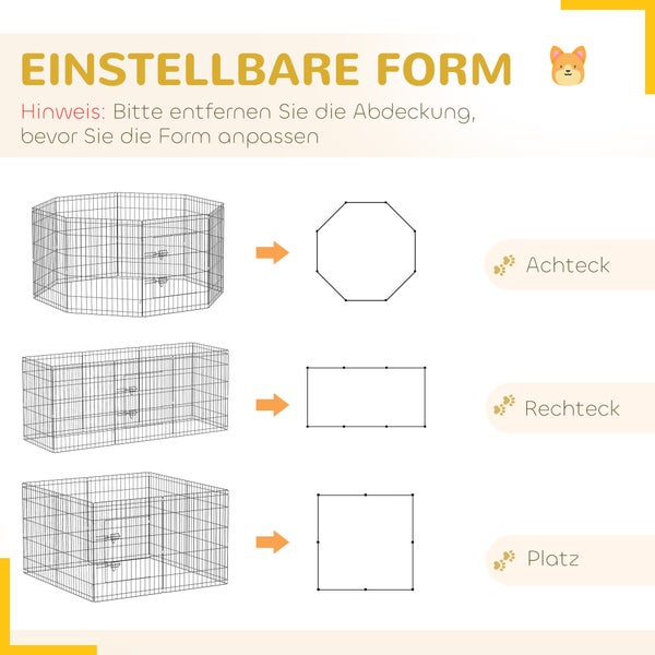 PawHut Welpenauslauf, Welpenlaufstall mit Türen, Fenster, Laufgitter mit Atmungsaktiv Netz, für kleine & mittelgroße Hunde unter 20 kg, Indoor & Outdoor, 159 x 159 x 76 cm, Schwarz