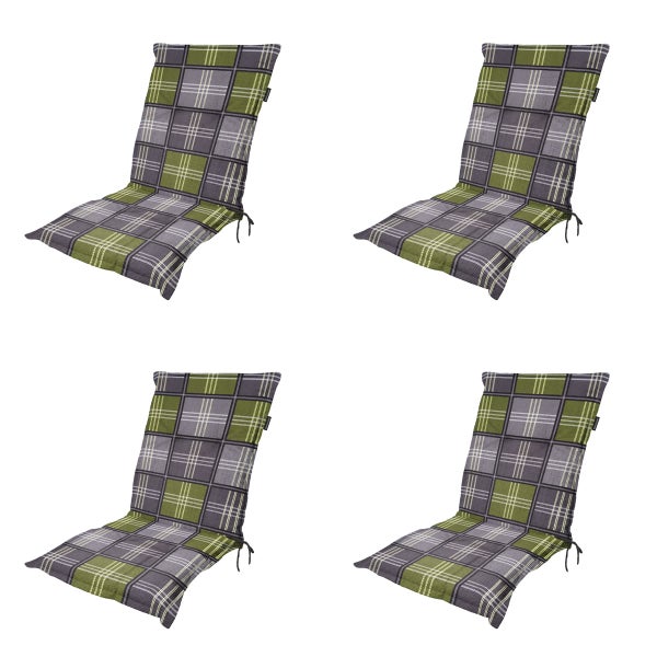 Gartenstuhlauflage, niedrige Rückenlehne, Patchy Olive - Ca. 105x50 cm - 4er-Set