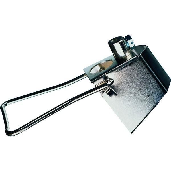 Klemmhalter aus Metall mit Feststellschraube und einem großen Metallbügel.