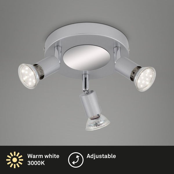 LED Spotleuchte Deckenleuchte 3xGU10 9W schwenkbar Metall Titan Ø16cm Briloner