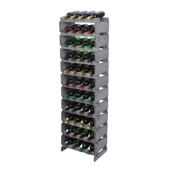 Weinregal VINOTECA FLEX PRO HxBxT 149x46x28cm 44 Flaschen auf 11 Ebenen Massives Kiefernholz Grau