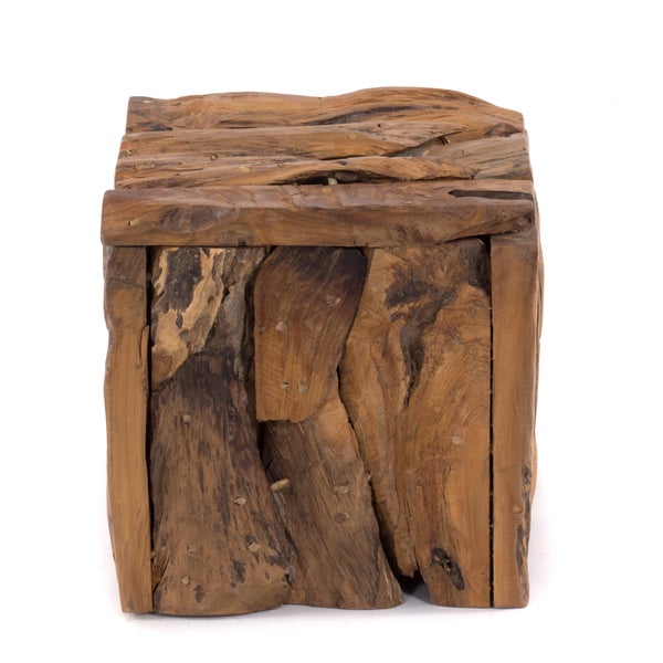 Hocker SITZBOX TEAK 30 30x30x30 cm, Recyclingholz naturfarben