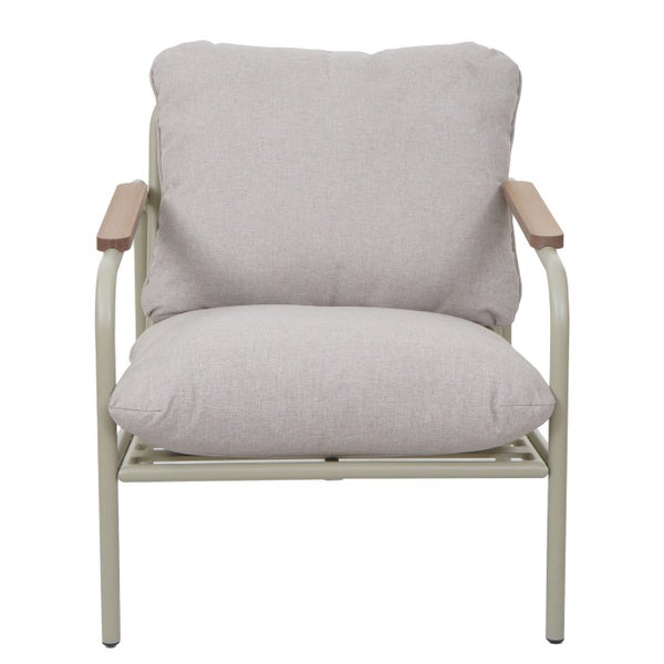 Gartenstuhl mit Kissen und Armlehnen aus Holz