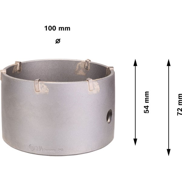 Hole Saw mit 100 mm Durchmesser, 54 mm Schnitttiefe und 72 mm Gesamttiefe