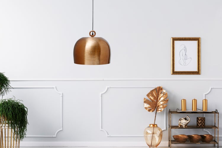 Minimalistische Hängelampe aus Kupfer 33 cm | Wohnzimmer Esszimmer Leuchte