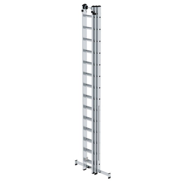 PROREGAL Sprossen-Mehrzweckleiter 3-Teilig mit Traverse und Wandlaufrollen 3 x 14 Sprossen