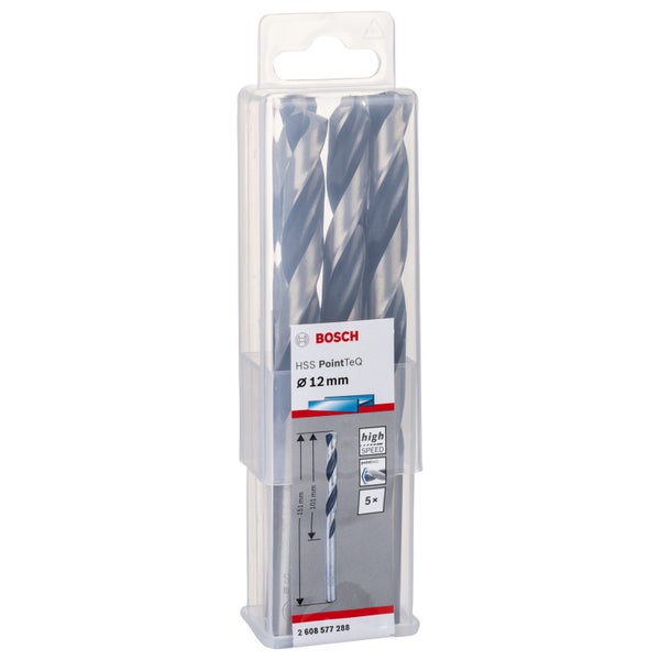 Bosch 5x HSS PointTeQ DIN 338 12 x 101 x 151 mm - 2608577288