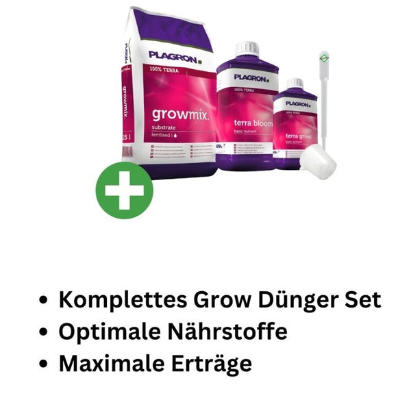 Plagron Growmix Erde-Set mit 50L Premium-Erde + Terra Grow & Bloom Dünger • Komplettset für kräftiges Wachstum & Blüte • inkl. Pipette für präzise Dosierung