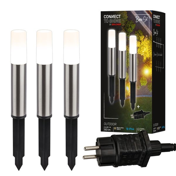 CONNECT TO SHINE Starterset Junca mit 3er Set LED Wegeleuchten, IP44