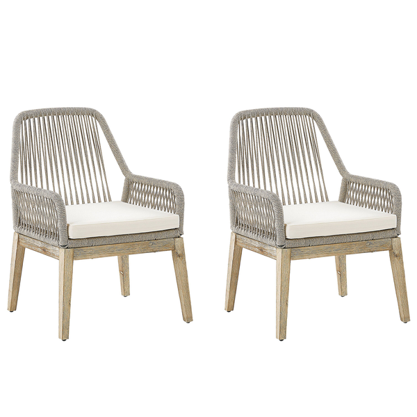 Set mit 2 Stühlen und Sitzkissen OLBIA Cremeweiß