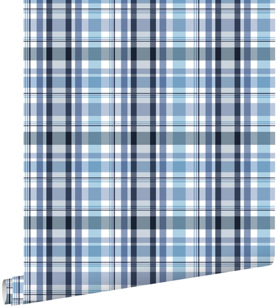 ESTAhome Tapete Karomuster Blau - 53 cm x 10.05 m - 138820