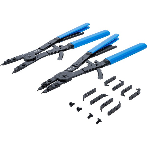 Zwei Sprengringzangen mit verschiedenen Aufsätzen