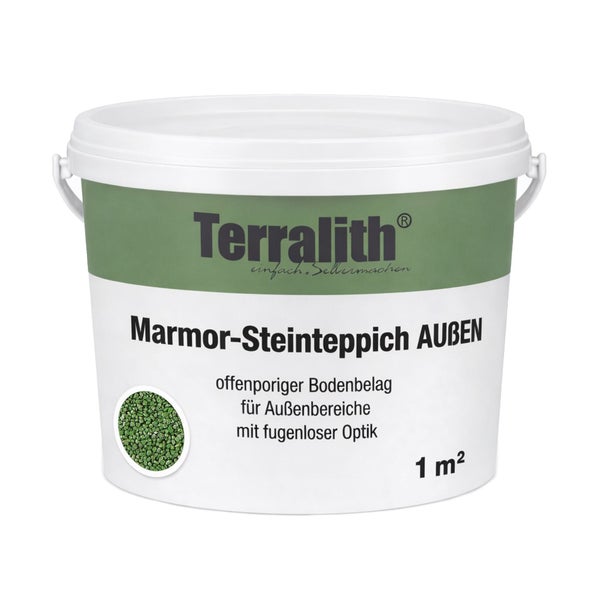 Terralith Marmor-Steinteppich für den Außenbereich, 1 Quadratmeter, offenporiger Bodenbelag für fugenlose Optik.