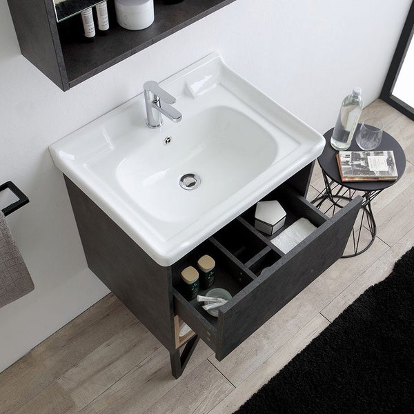 Moderne Badmöbel in 60cm mit Spiegelschrank in anthrazitgrau | Vienna