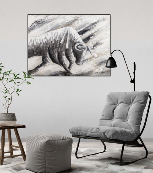 Handgemaltes Gemälde Acrylfarbe 100x75cm Grau