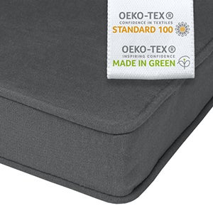 Polster mit OEKO-TEX Standard 100 und OEKO-TEX Made in Green Zertifizierung.